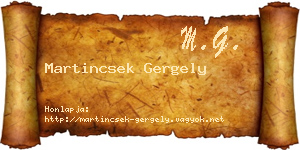 Martincsek Gergely névjegykártya